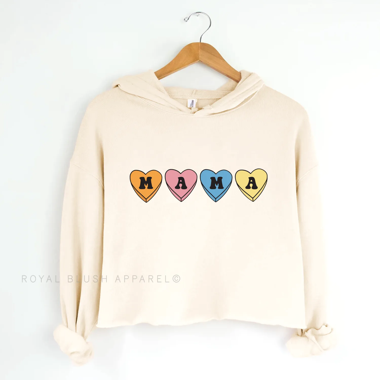 Mama Candy Hearts Independent Crop Hoodie