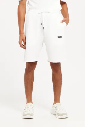 Men White Jacquard Lounge Shorts