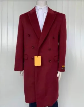 Mens Overcoat - Topcoat For Men - Winter Fabric -Mens Cashmere Blend Burgundy Coat Full length - Cashmere Overcoat