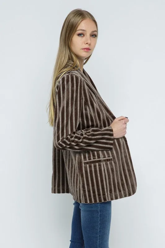 Metallic Velvet Stripe Blazer