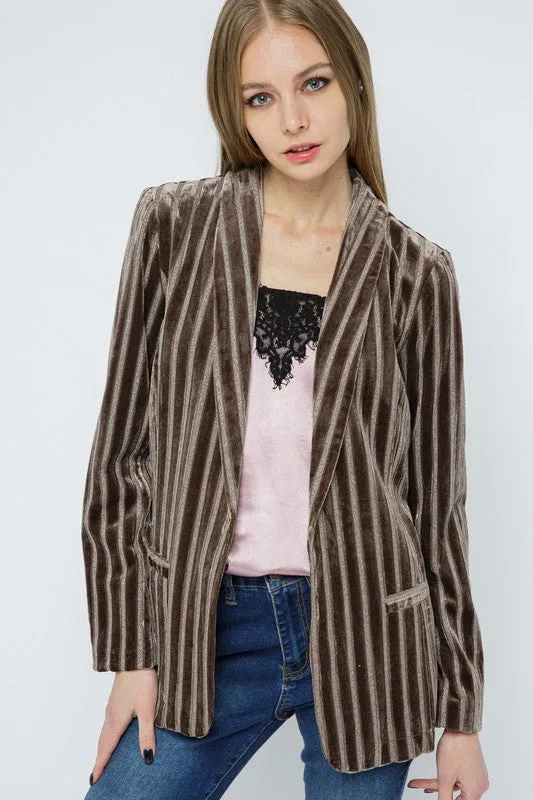 Metallic Velvet Stripe Blazer