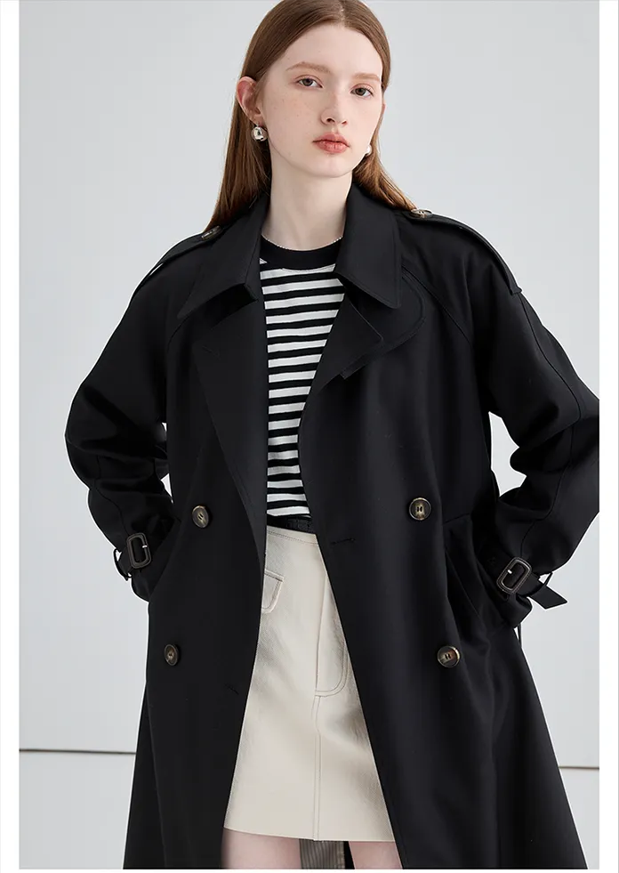 Mid-Length British Style Trench Coat