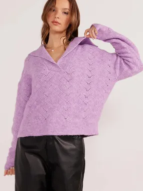 Mira Shawl Collar Sweater-Lilac