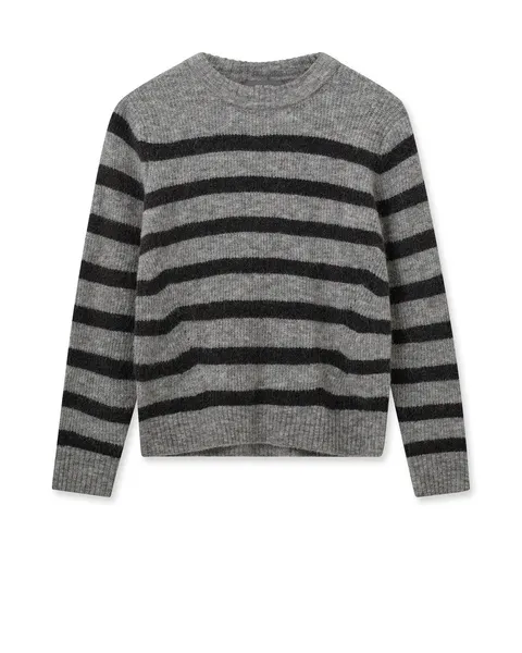 Mos Mosh Thora Striped Knit Jumper Grey/Black