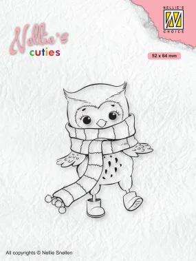 Nellie's Choice Clear Stamp Christmas Cuties Owl With Winter-Scarf