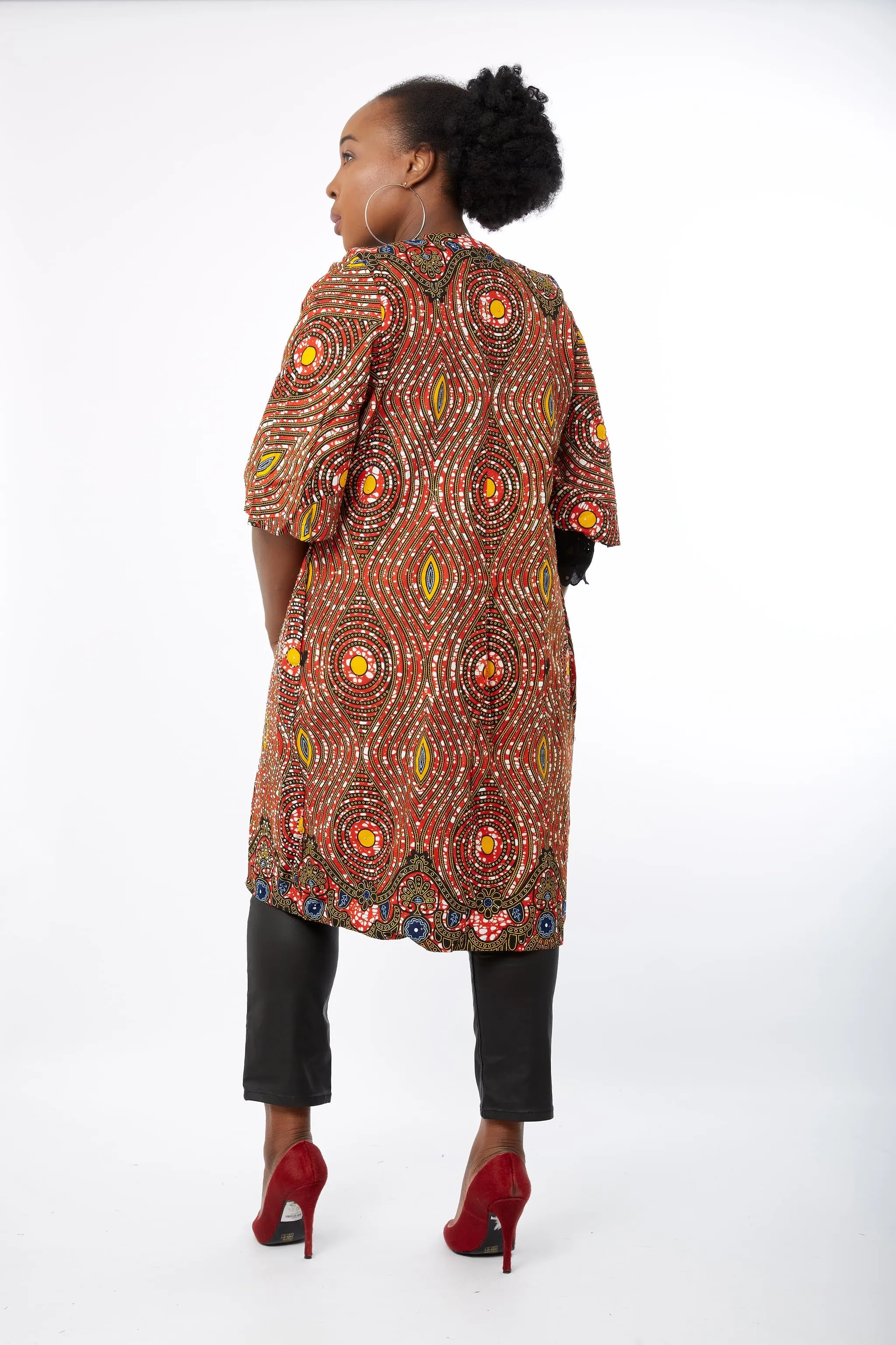 New in Hand-beaded Embellished African Print Kimono Jacket - Onyii