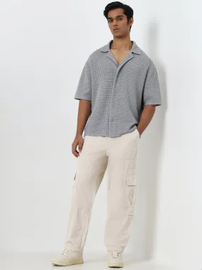 Nuon Off-White Relaxed-Fit Mid-Rise Corduroy Cotton Chinos