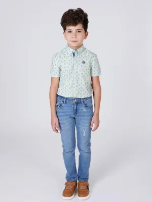 One Friday Mint Printed Shirt