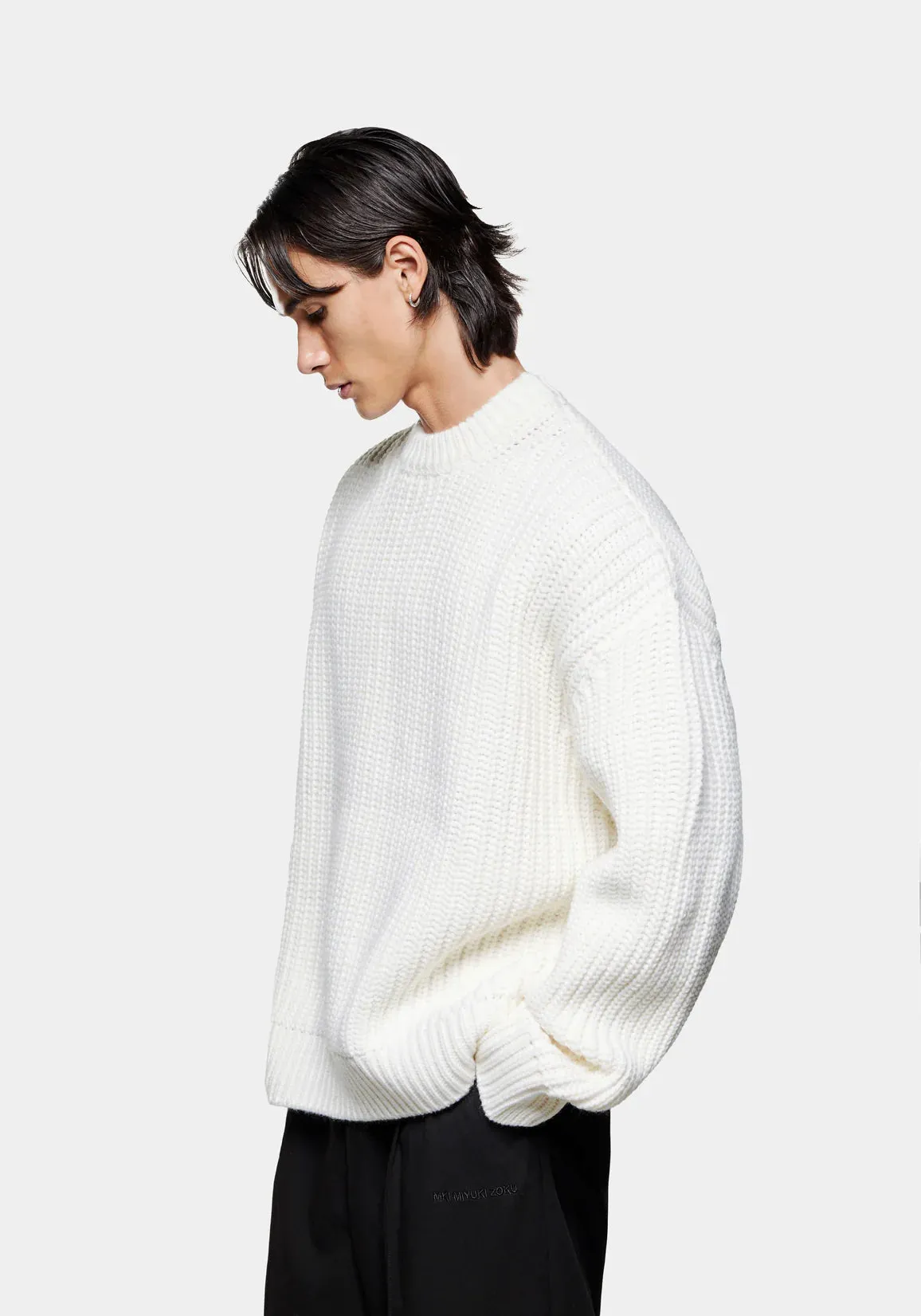 Oversized Fit Chunky Rib Knit Crewneck Jumper