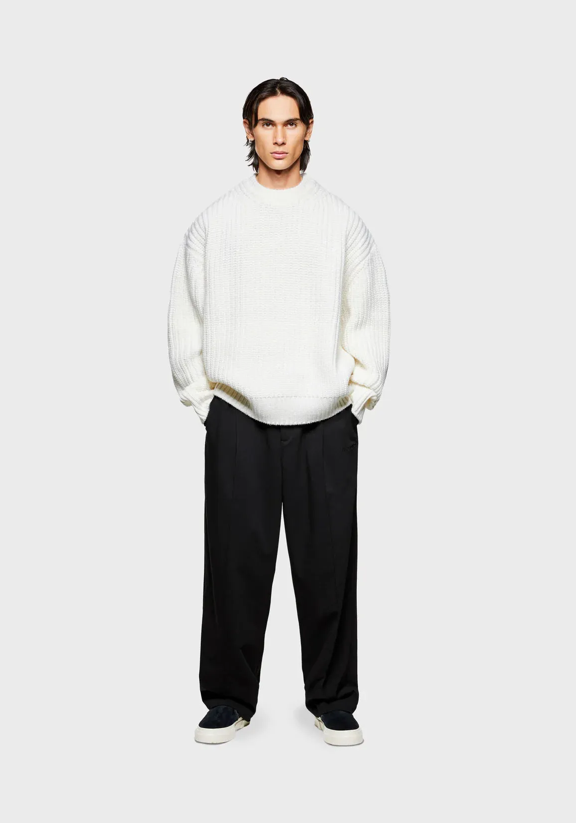 Oversized Fit Chunky Rib Knit Crewneck Jumper