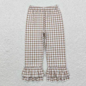 P0607  baby girl clothes gingham girl ruffle winter long pant