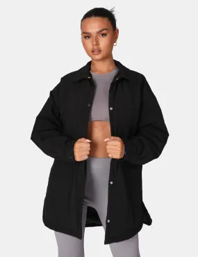 Padded Oversized Shacket Black