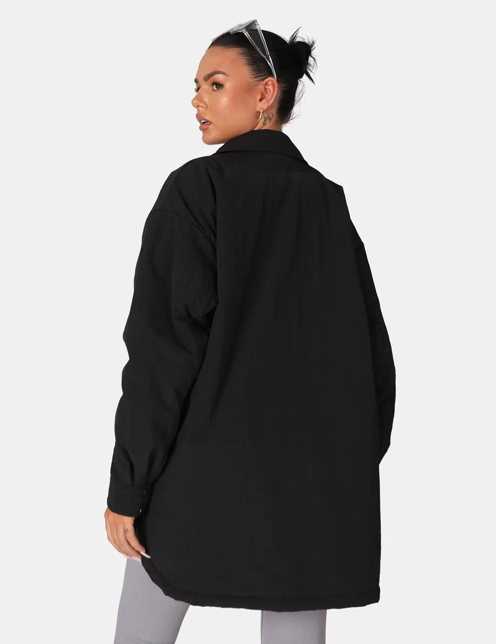 Padded Oversized Shacket Black