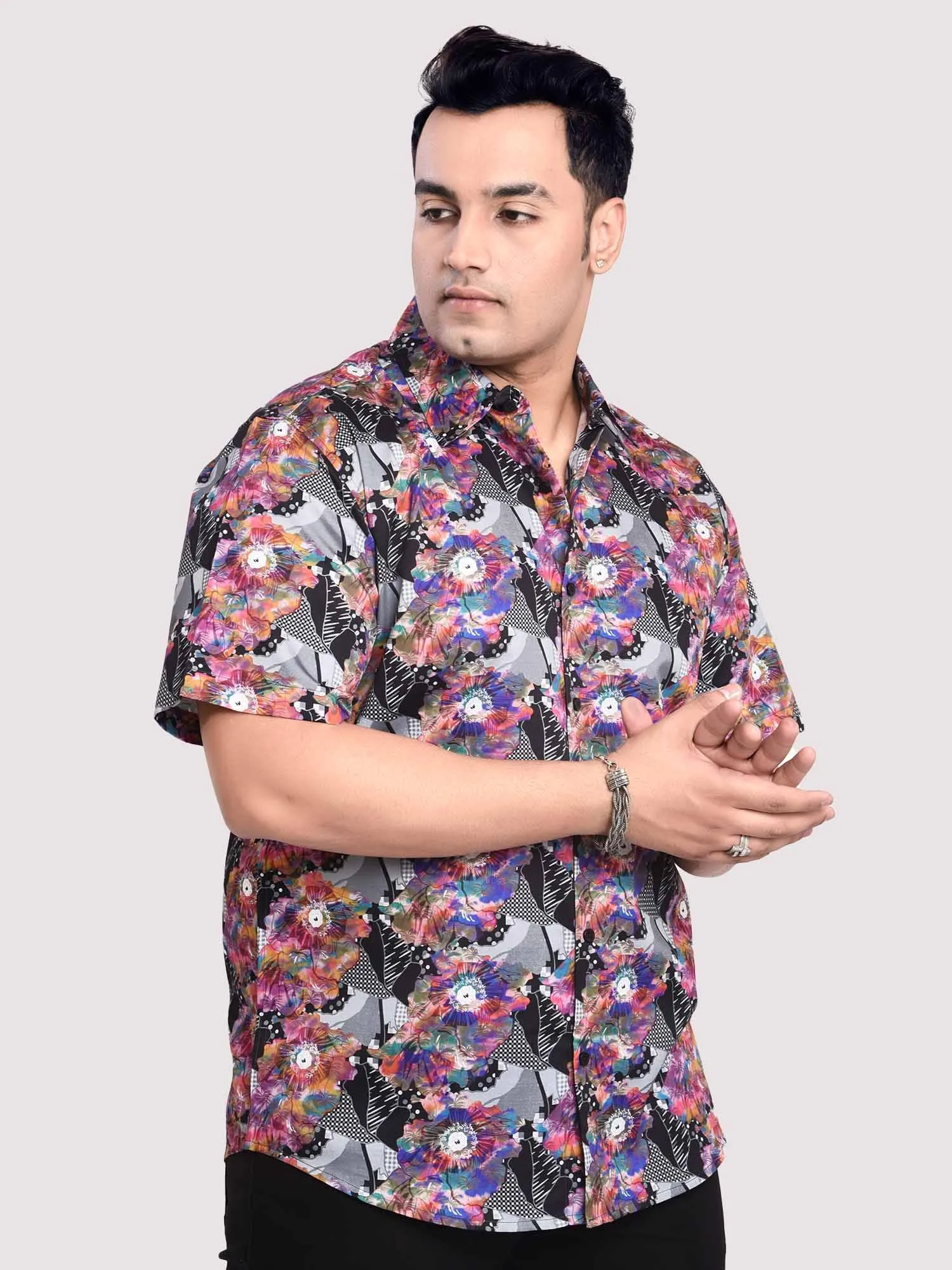 Painterly Digital Printed Shirt Men's Plus Size