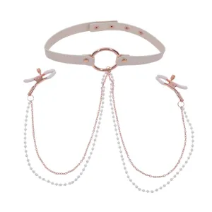 Peaches  N Creame Collar With Nipple Clamps - Pink