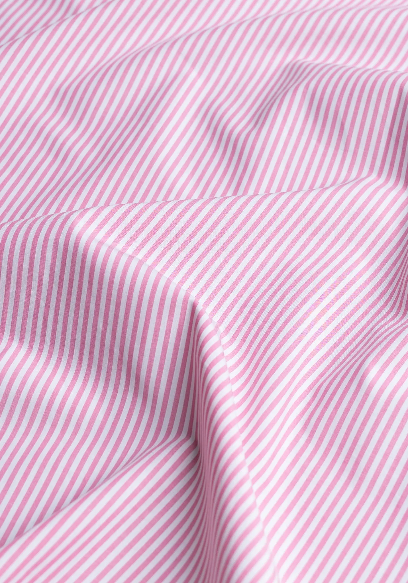 Pink On White Bengal Stripes Shirt - Pin Collar