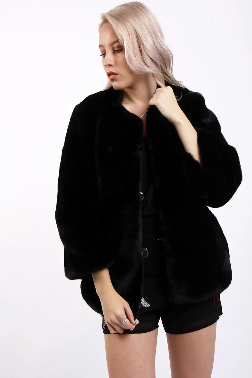 Plain Ultra Soft Faux Fur Jacket Coat