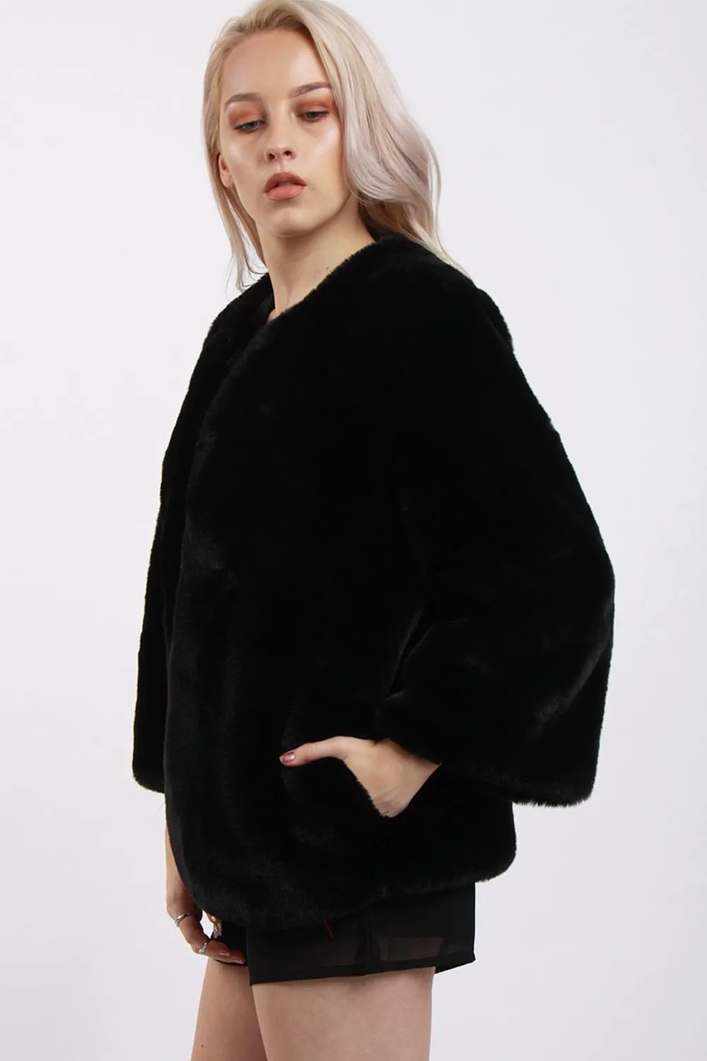 Plain Ultra Soft Faux Fur Jacket Coat