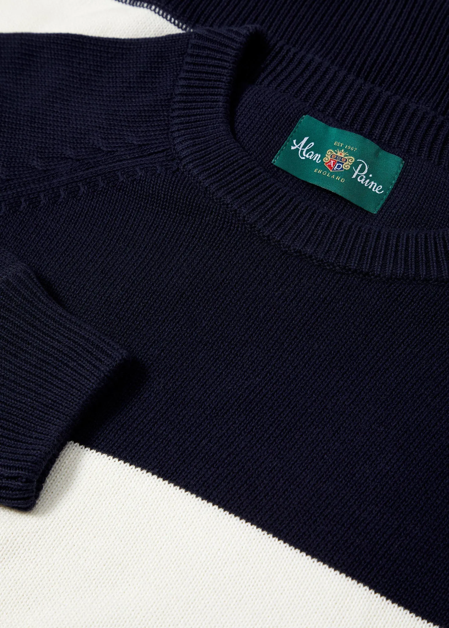 Plumstead Men's Crew Neck Jumper Dark Navy & Ecru