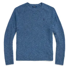 Polo Ralph Lauren Speckled Wool Blend Crew Neck Jumper Chambray Blue Donegal