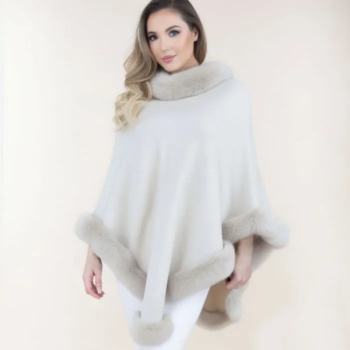 Poncho Fur Trim for Women