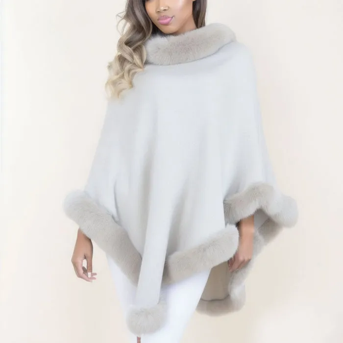 Poncho Fur Trim for Women