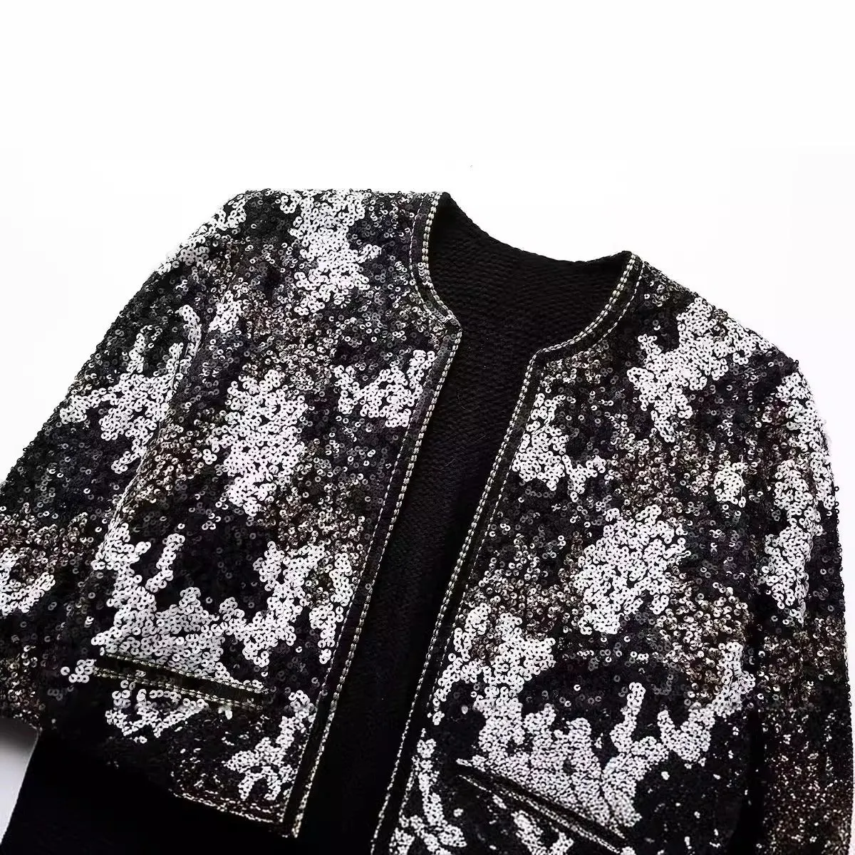 Pre Order:  Sequins Buttonless Short Jacket