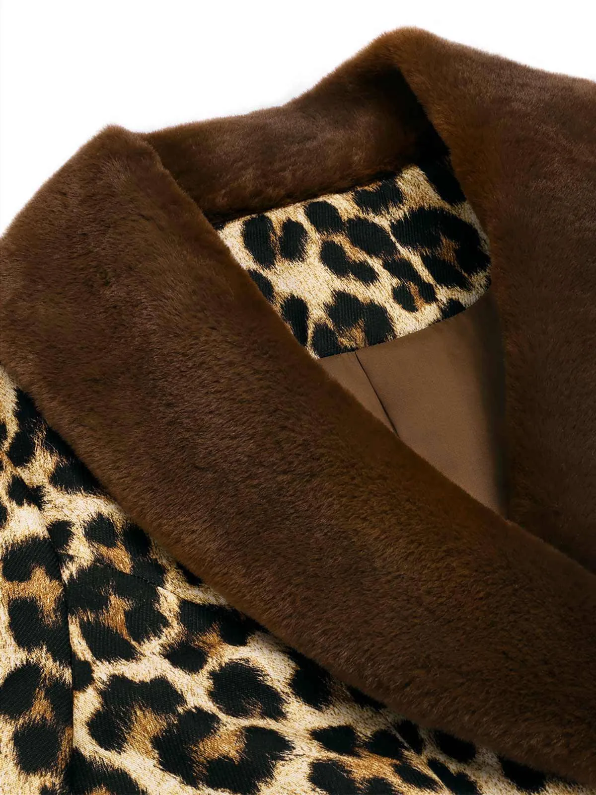 [Pre-Sale] Brown 1960s Faux Fur Trim Leopard Coat