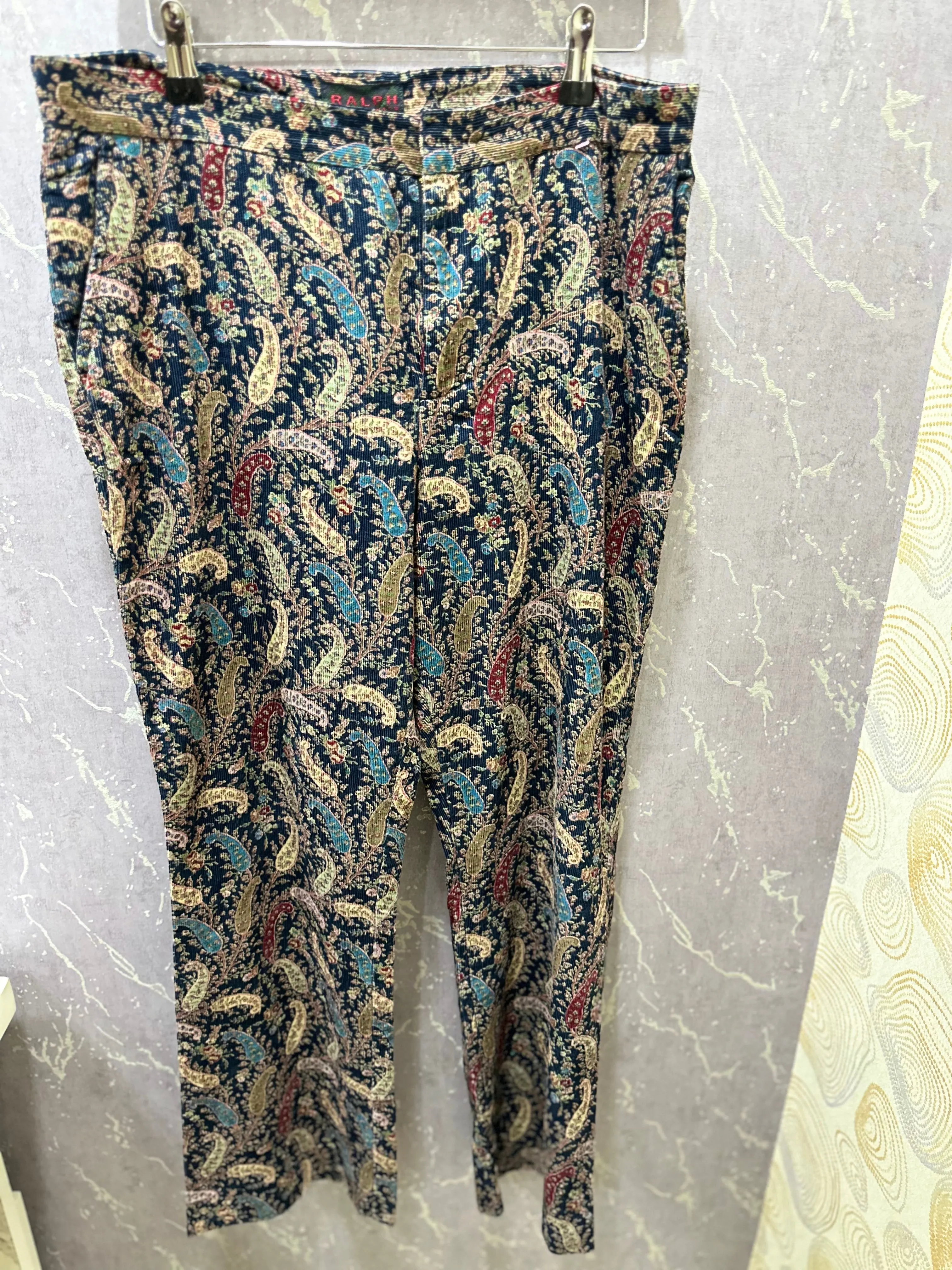 Printed Corduroy Bell-Bottoms