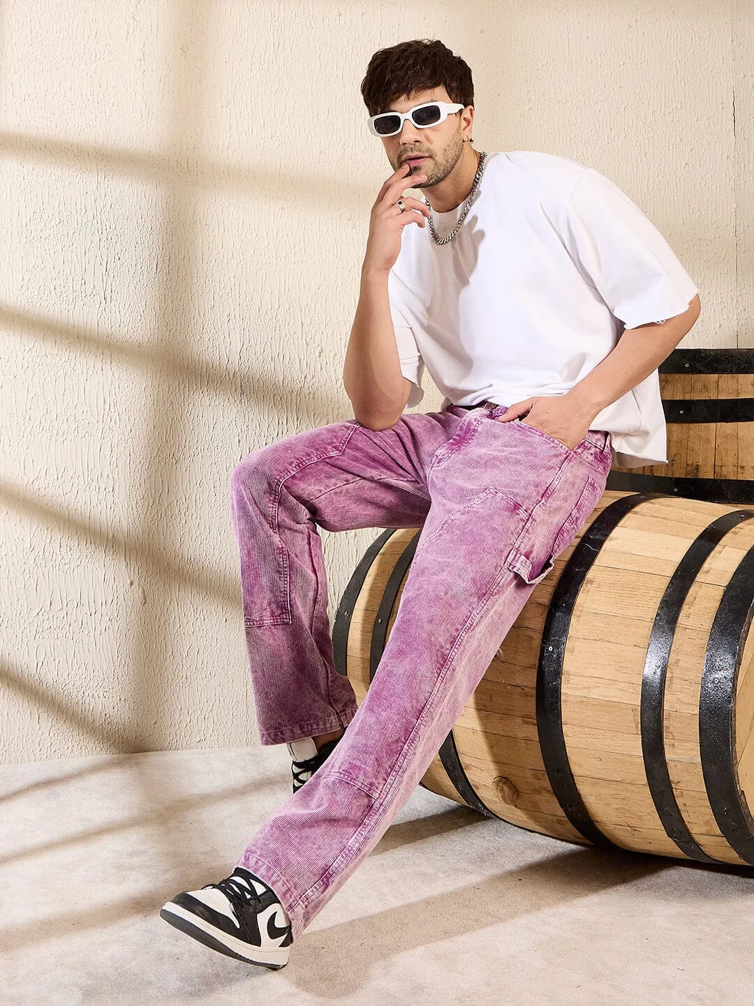 Purple Cord Dyed Carpenter Pants