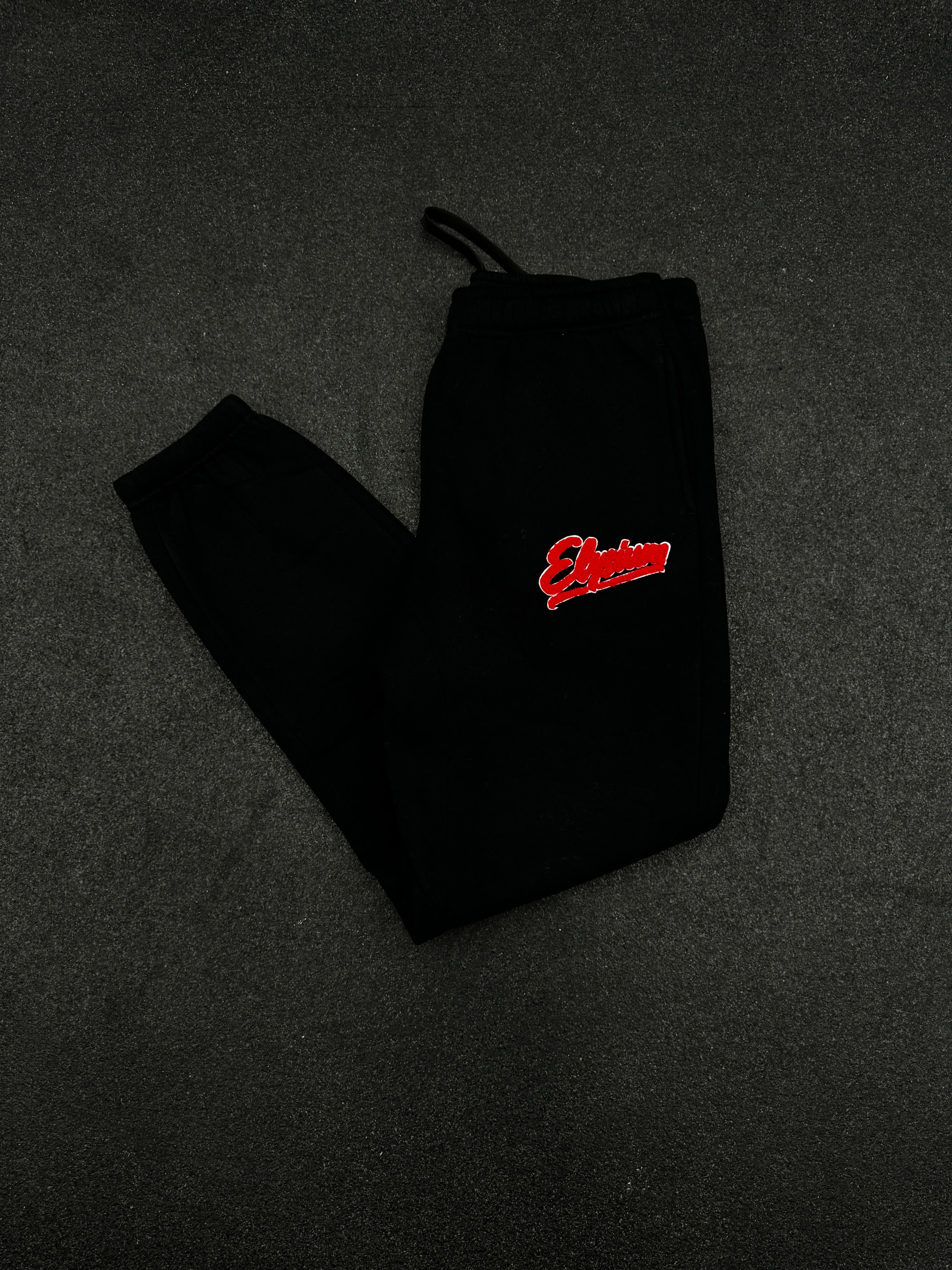 "Black Chenille Patch Joggers"