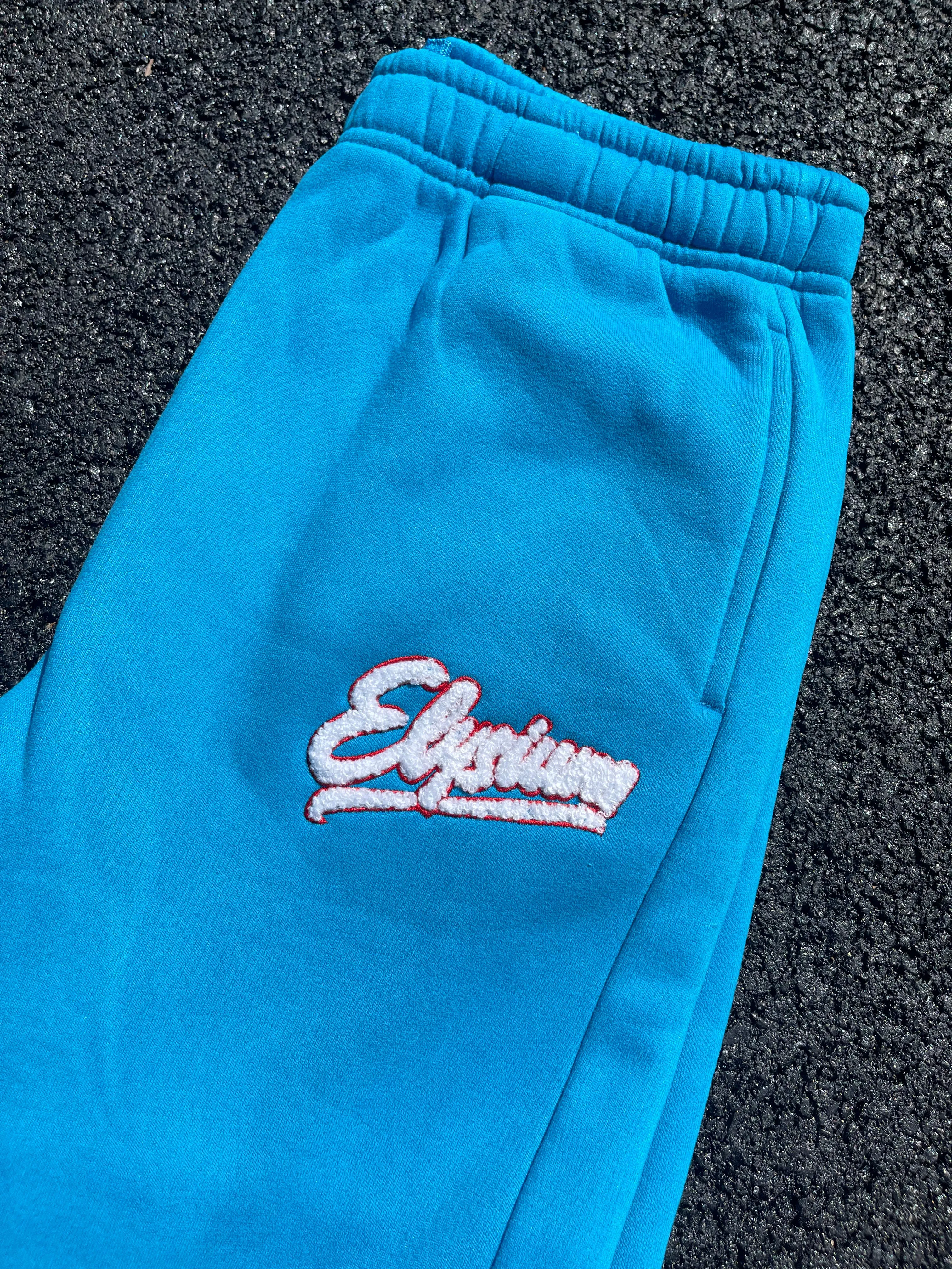 "Blue Chenille Patch Joggers"