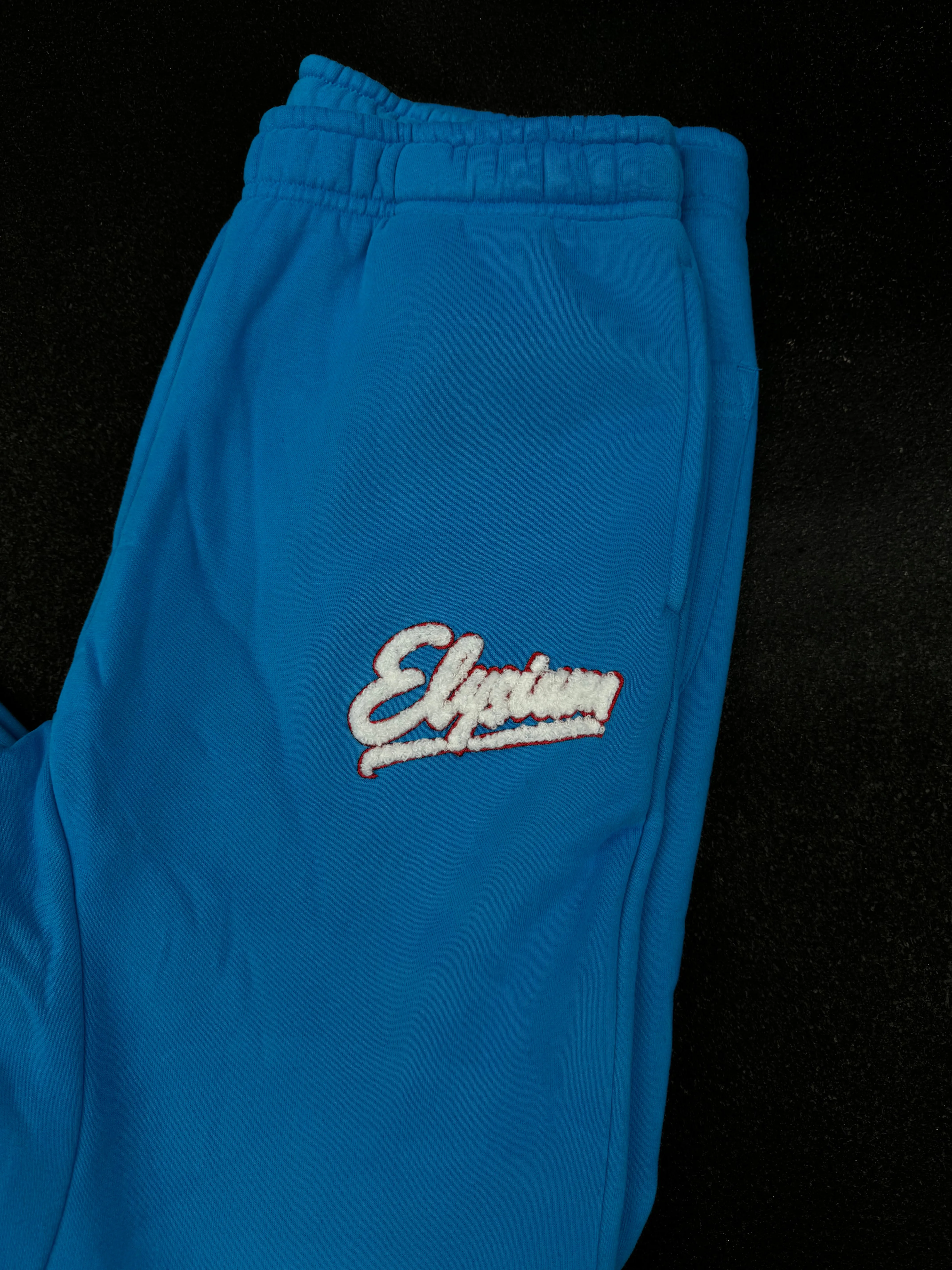 "Blue Chenille Patch Joggers"