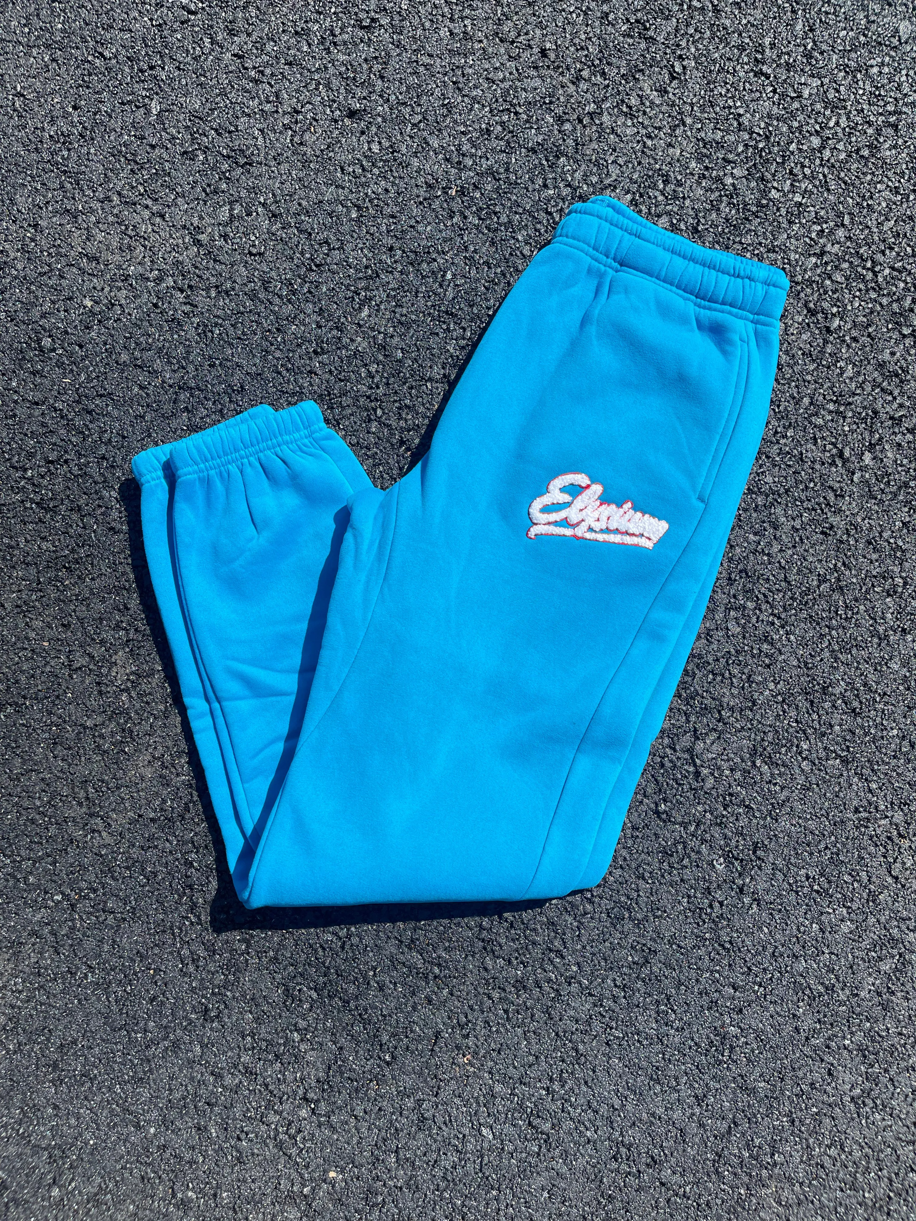 "Blue Chenille Patch Joggers"