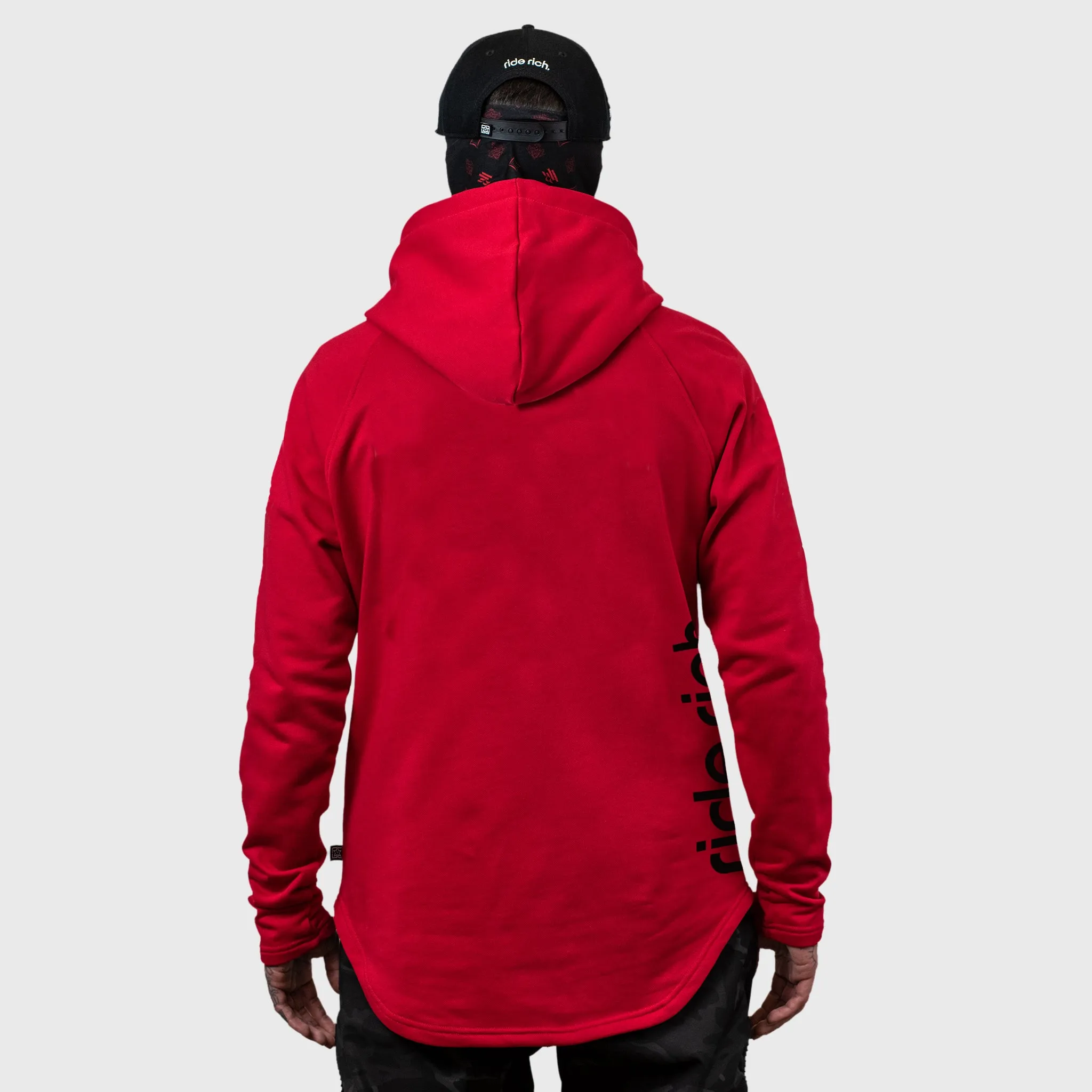 Ride Rich Emblem Scoop Pullover Hoodie {Red}