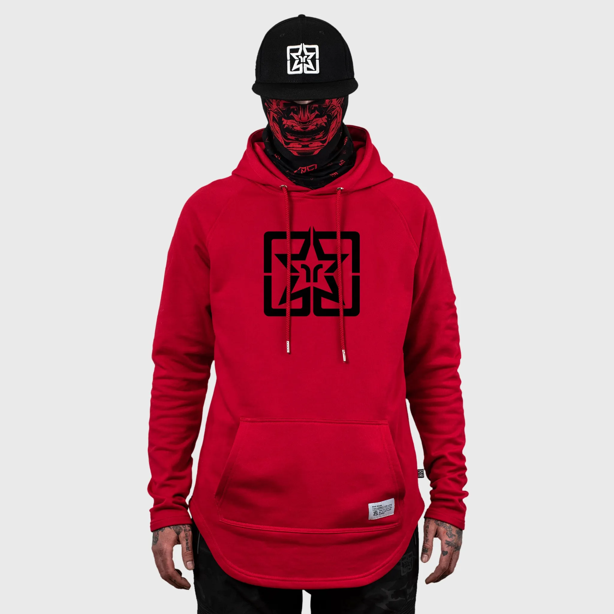 Ride Rich Emblem Scoop Pullover Hoodie {Red}