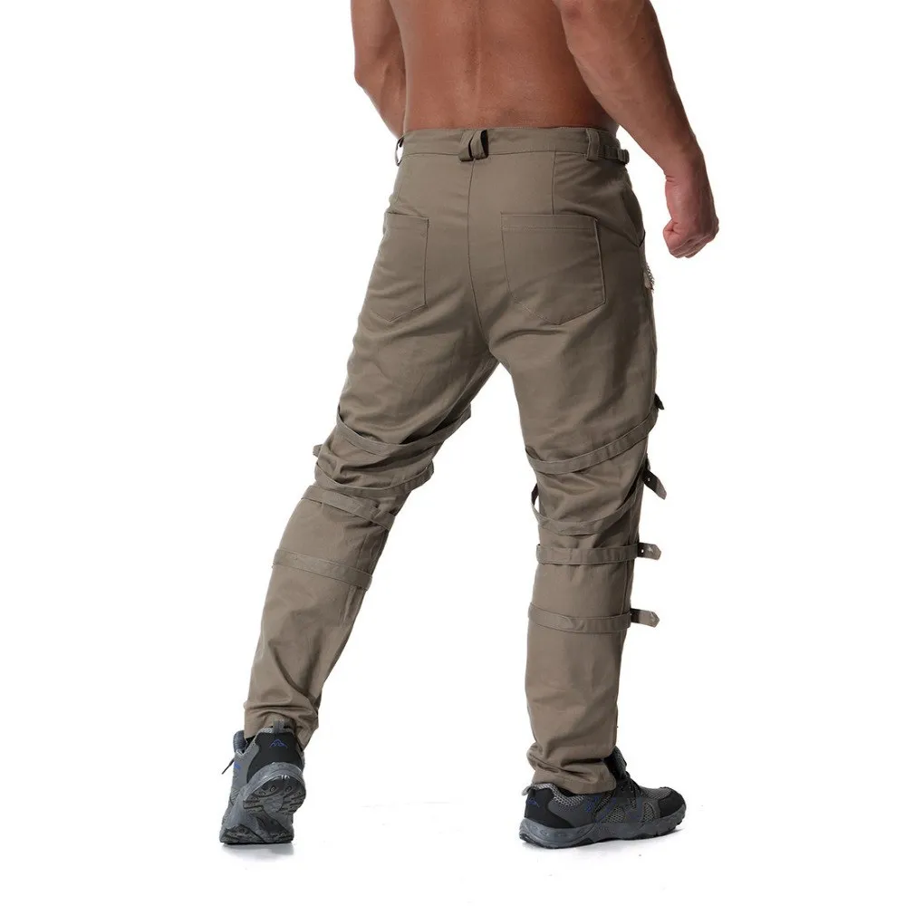 Rocker Style Multi Buckle Men Cargo Pants