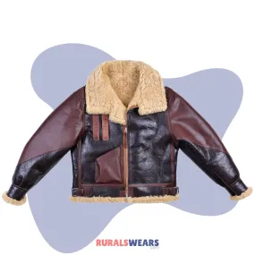 RW Authentic sheepskin B4 Brown Genuine Leather Jacket Shearling