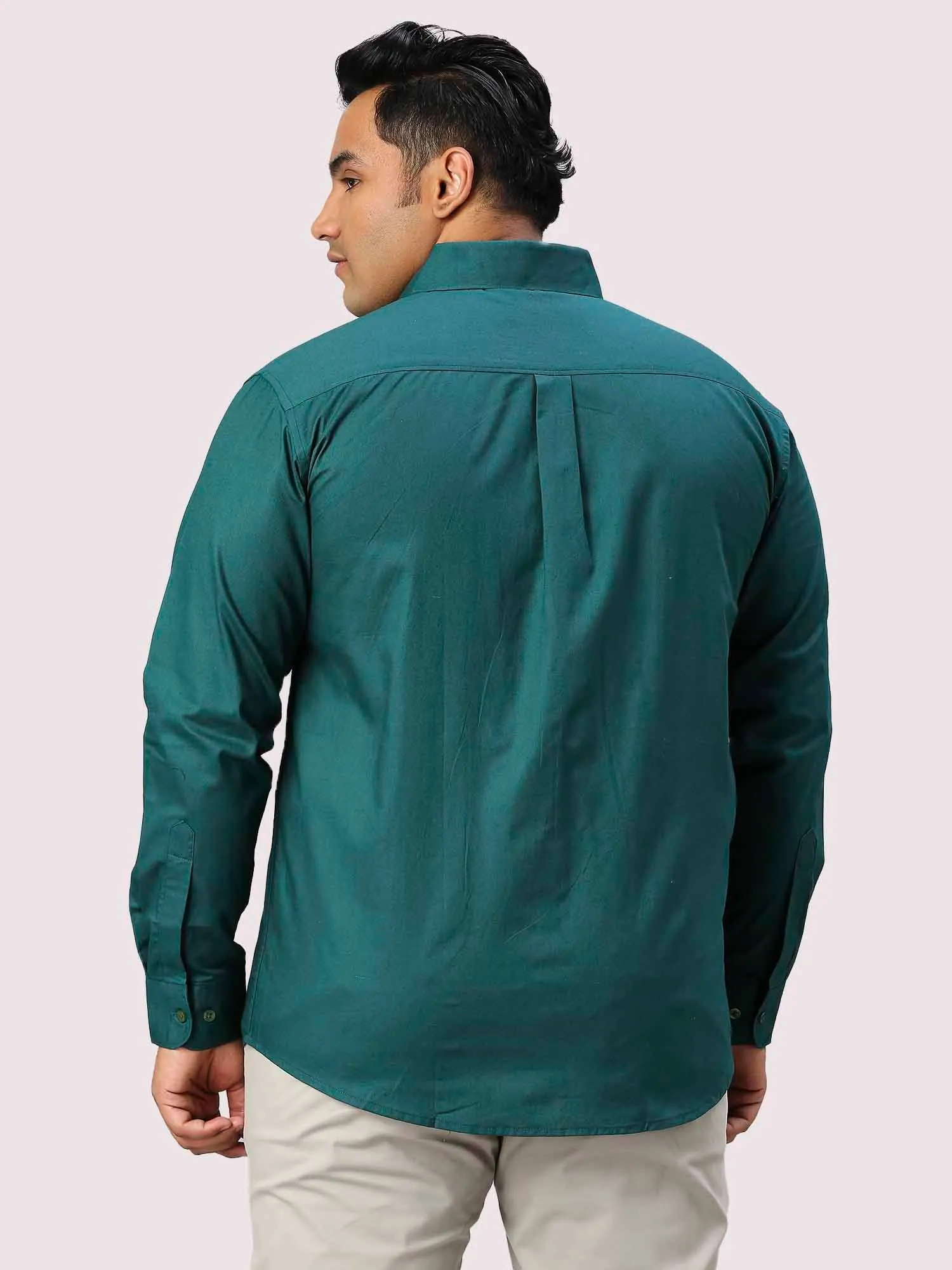 Sacramento Green Pure Cotton Shirt Men's Plus Size