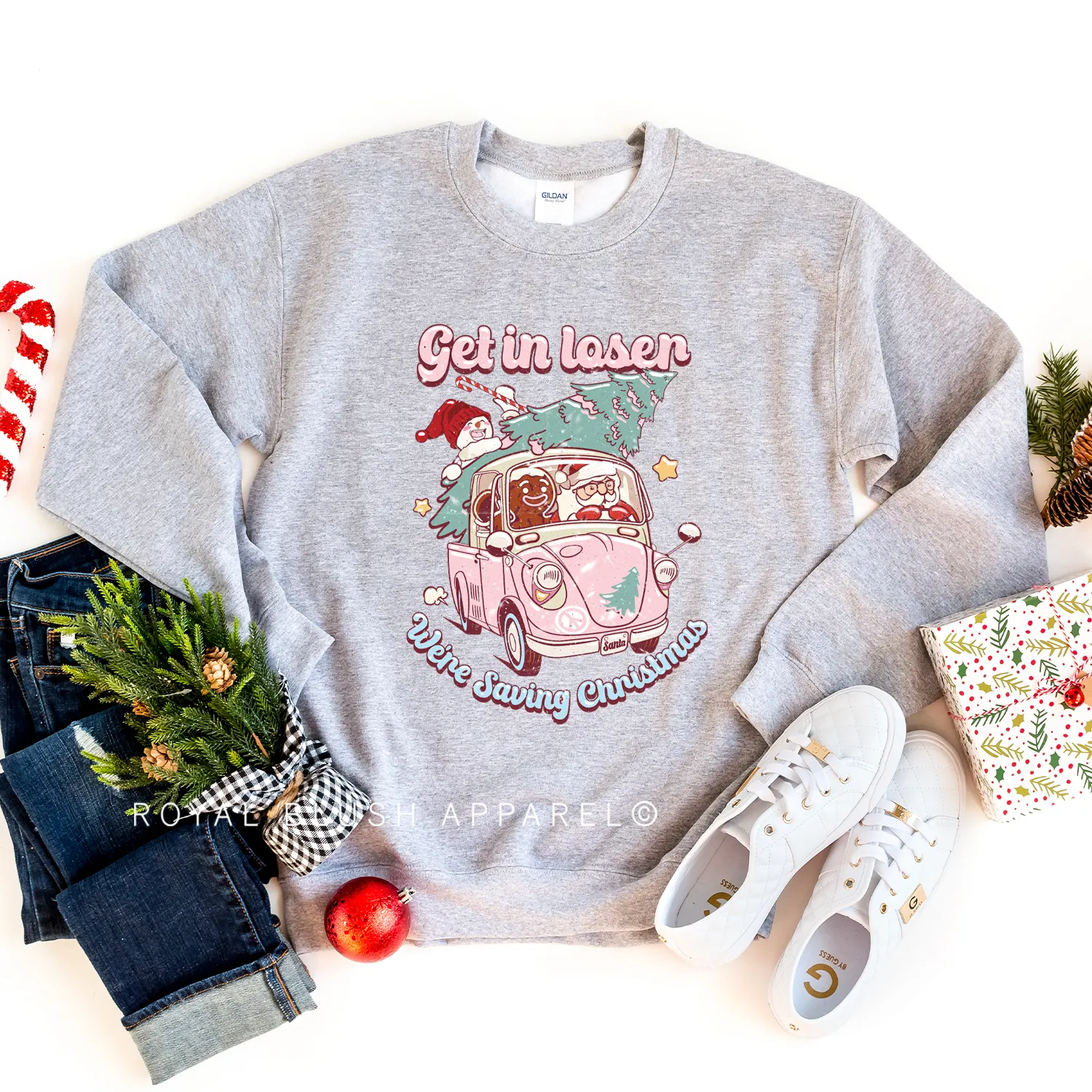 Santa Get In Loser Sweatshirt