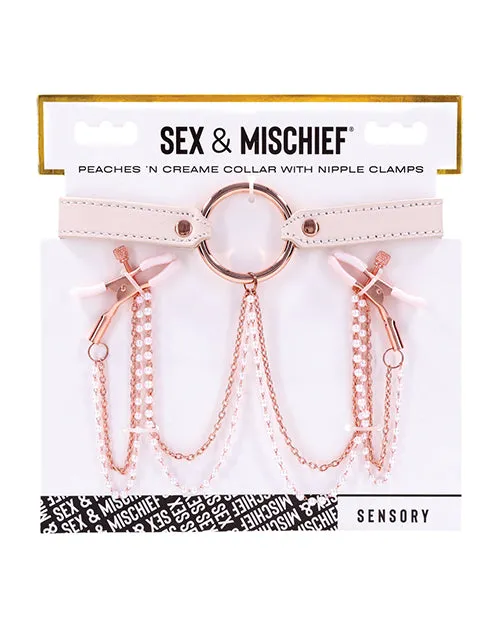 Sex & Mischief Peaches 'n CreaMe Collar With Nipple Clamps 🍑