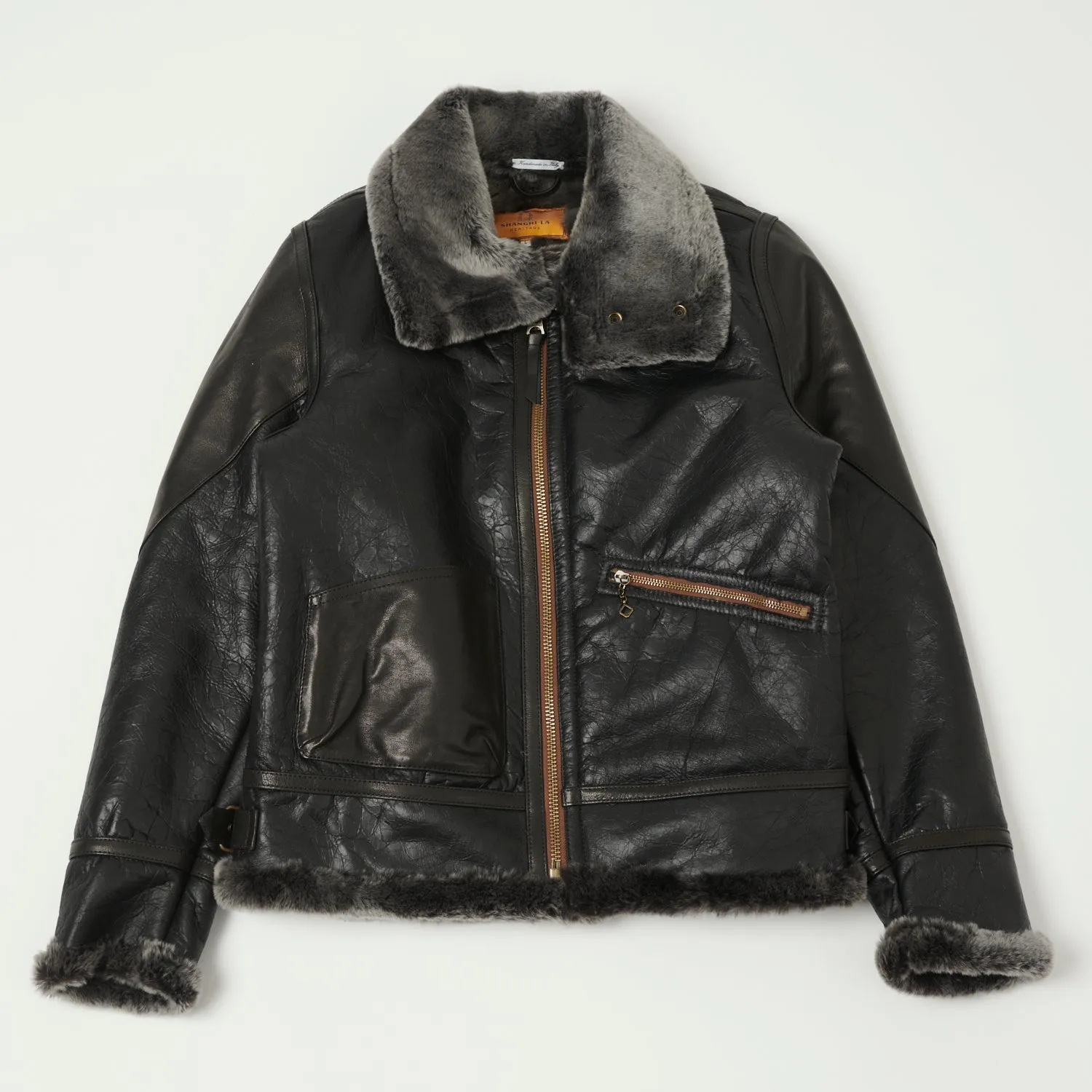 Shangri-La Heritage 'Aviatore' B-3 Shearling Flight Jacket - Black