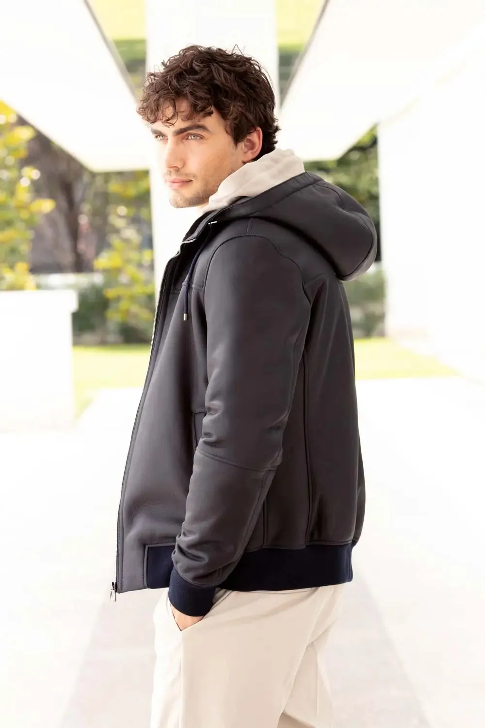 Shearling coat mens with hood