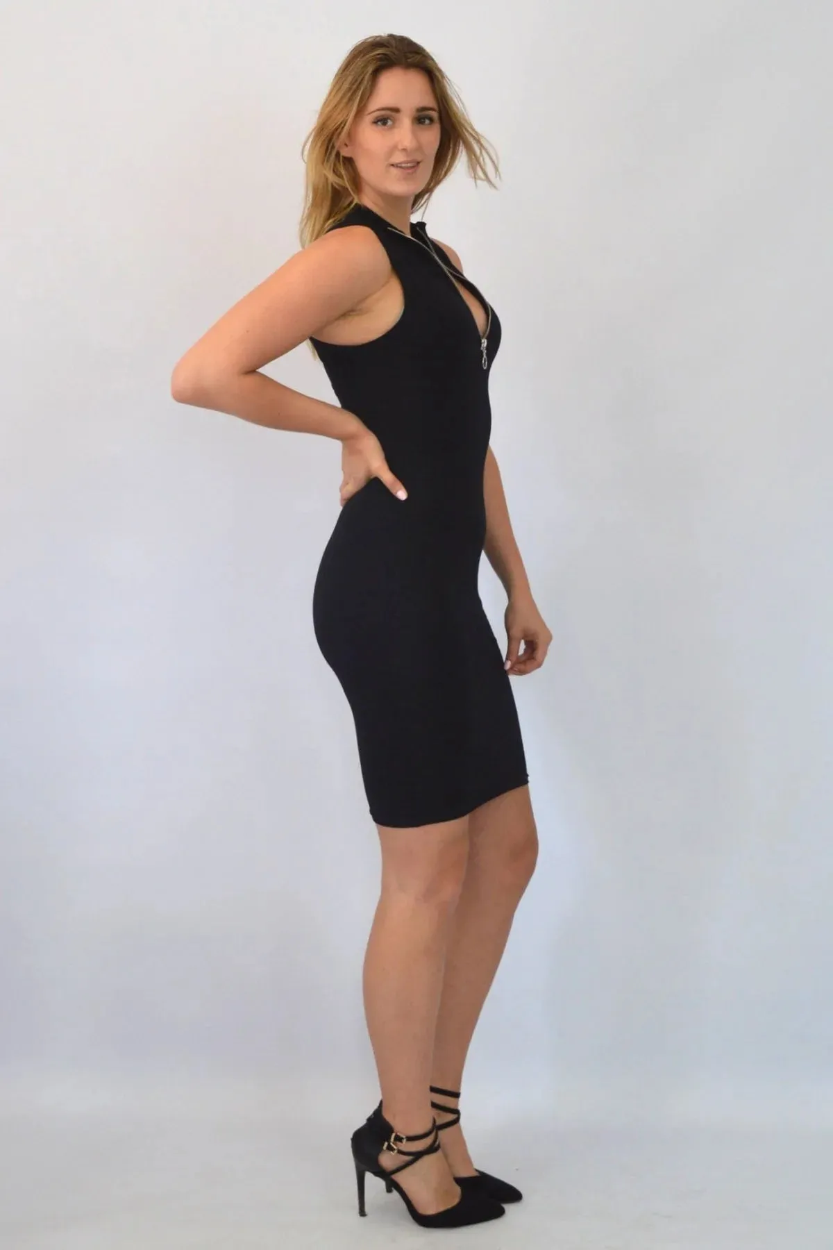 Sleeveless Zip Front Dress