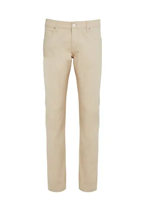 Slim Fit 5 Pocket Low Waist Beige Cotton Casual Pants