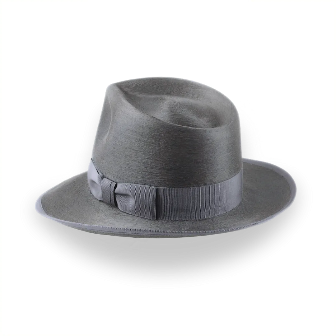 Smoke Grey Sleek Silk Finish Fedora Hat for Men | The Oliver