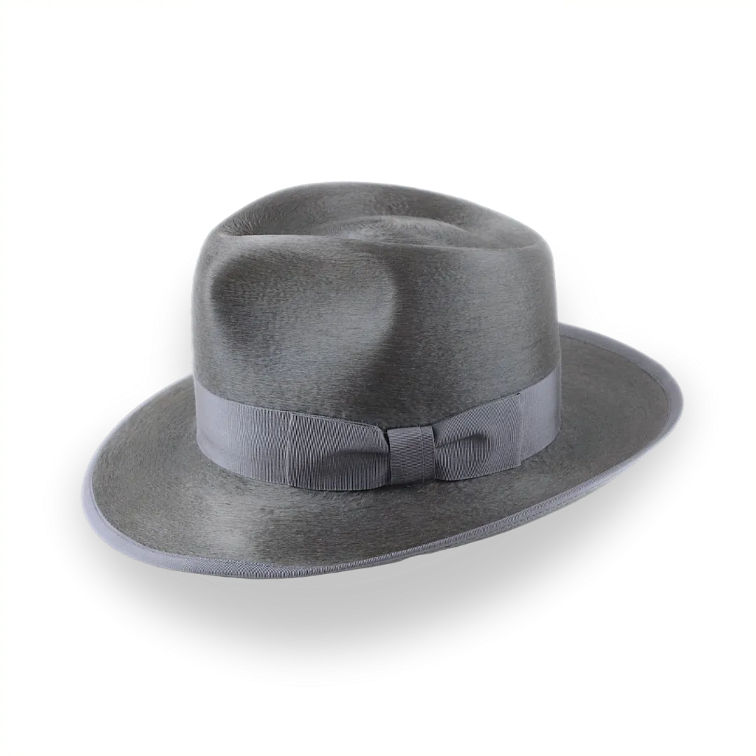 Smoke Grey Sleek Silk Finish Fedora Hat for Men | The Oliver