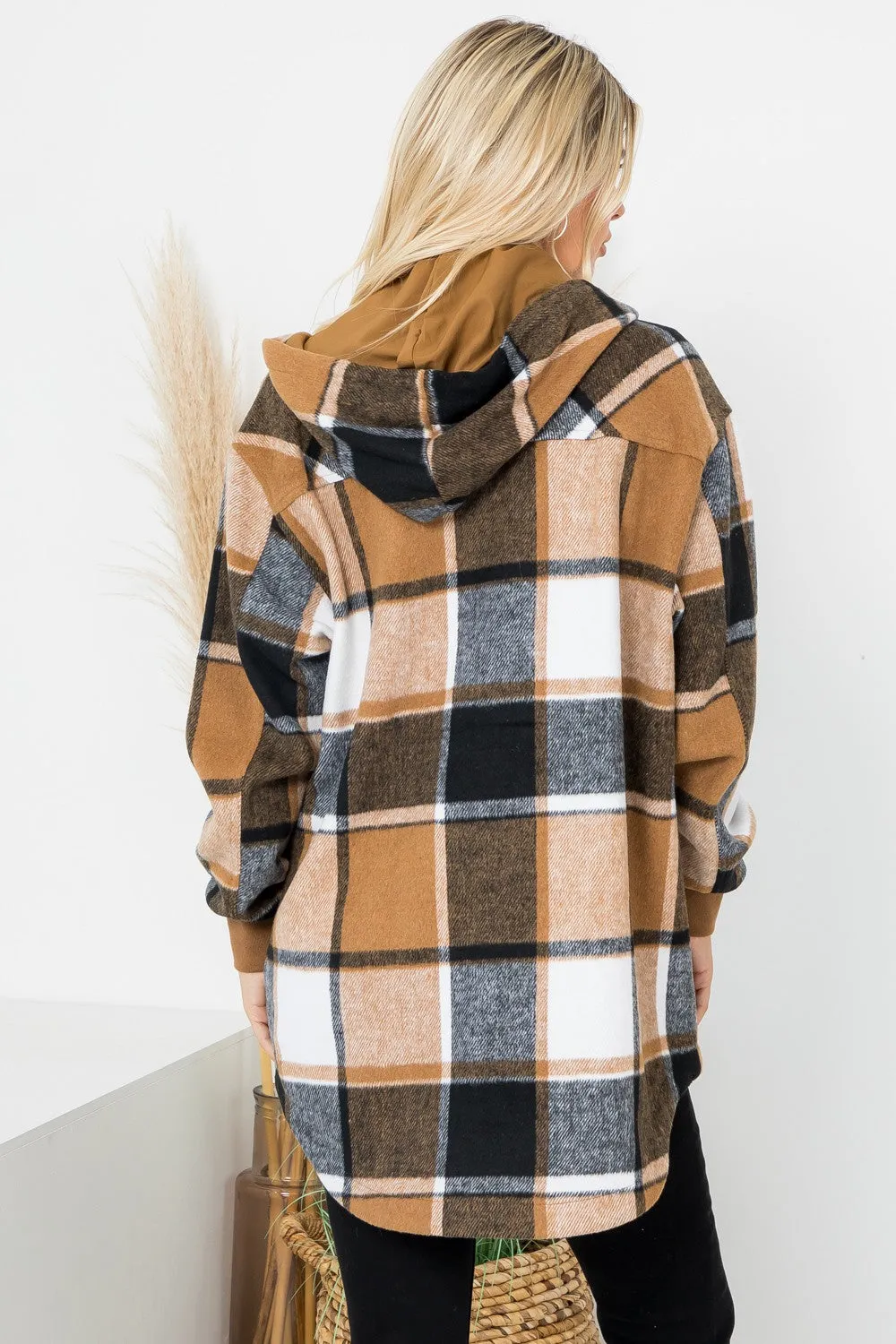 Smores and Bonfire Nights Plaid Hooded Shacket