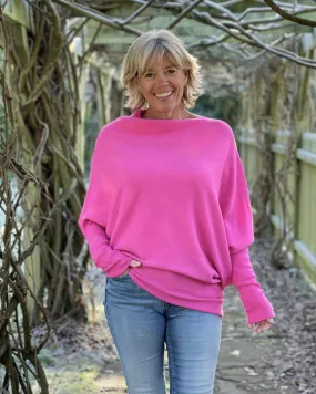 Soft Knit Asymmetric Jumper - Fuchsia