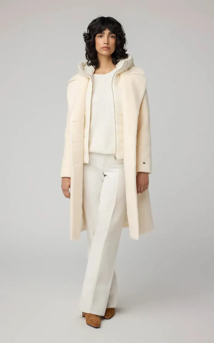 SOIA&KYO MONIQUE - Semi-Fitted Wool Blend Sherpa Coat With Bib & Hood